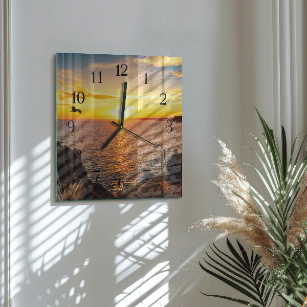 Wanduhr aus glas Sonnenuntergang