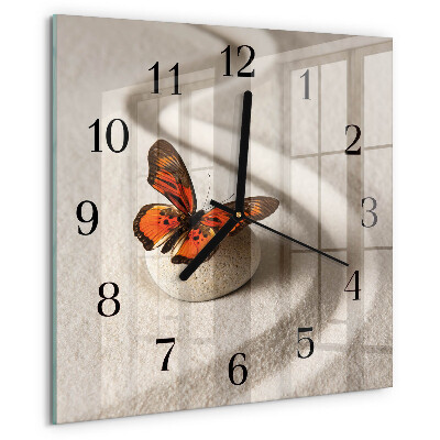 Wanduhr aus glas Schmetterling