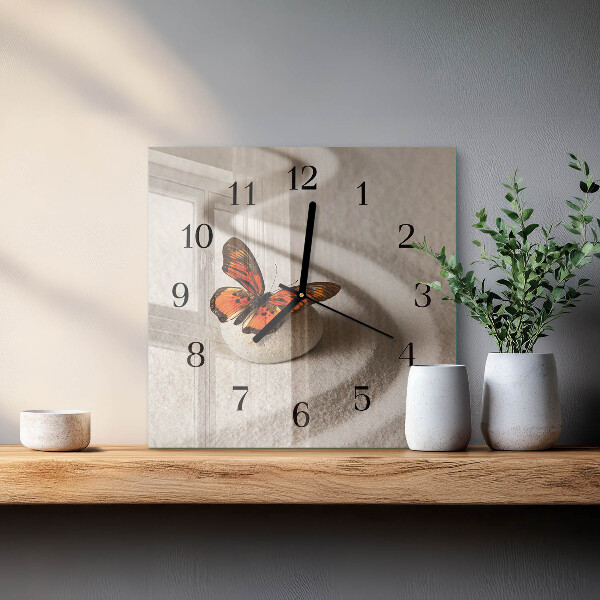 Wanduhr aus glas Schmetterling