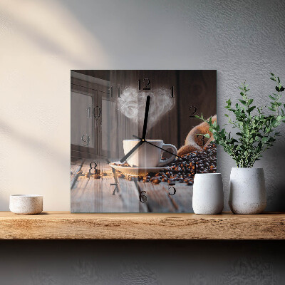 Wanduhr aus glas Kaffeeliebe