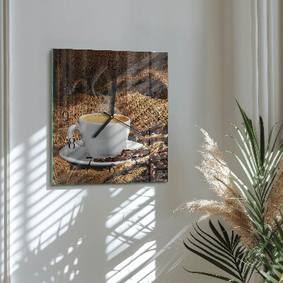 Wanduhr aus glas Kaffeebohnen