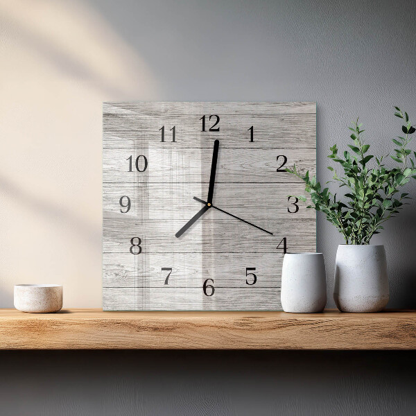 Wanduhr aus glas Graue Bretter