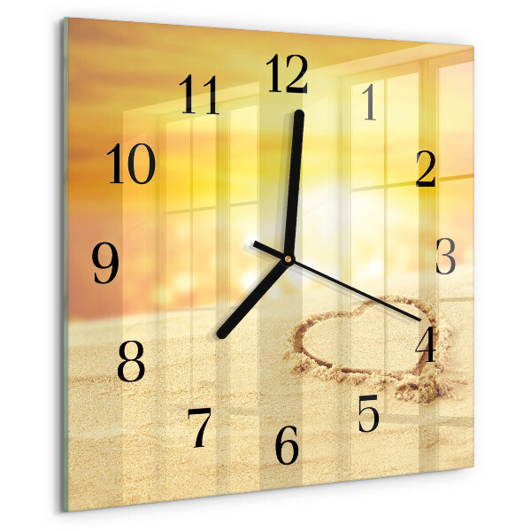 Wanduhr aus glas Herz im Sand