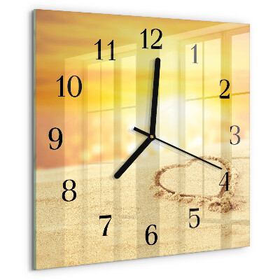 Wanduhr aus glas Herz im Sand