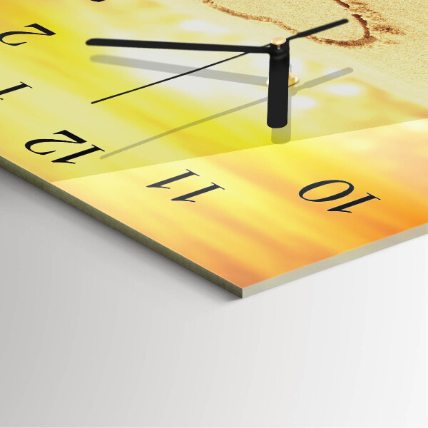 Wanduhr aus glas Herz im Sand