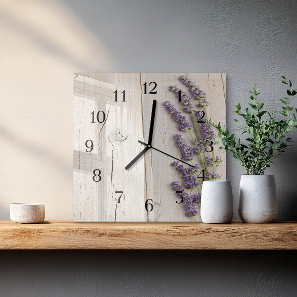 Wanduhr aus glas Lavendel