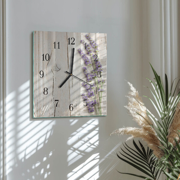 Wanduhr aus glas Lavendel
