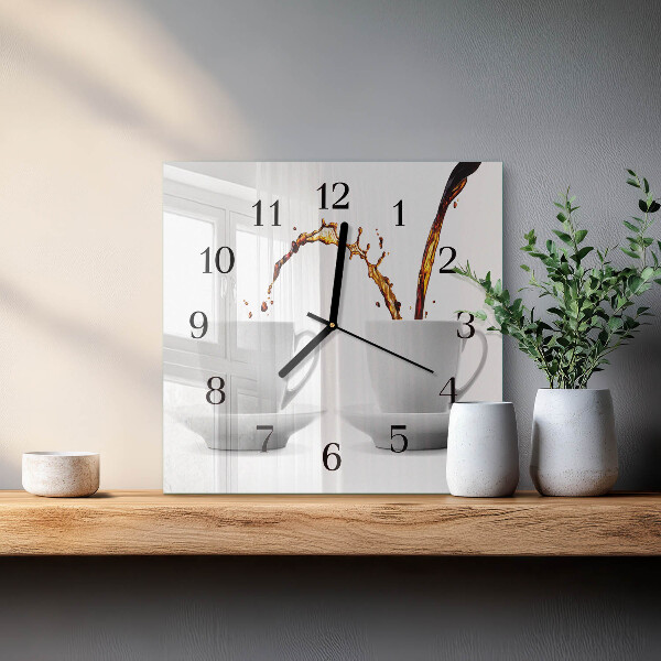 Wanduhr aus glas Tassen Kaffee
