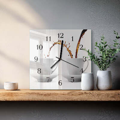Wanduhr aus glas Tassen Kaffee