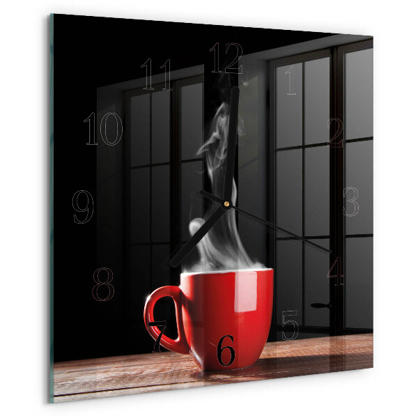 Wanduhr aus glas Tasse Kaffee