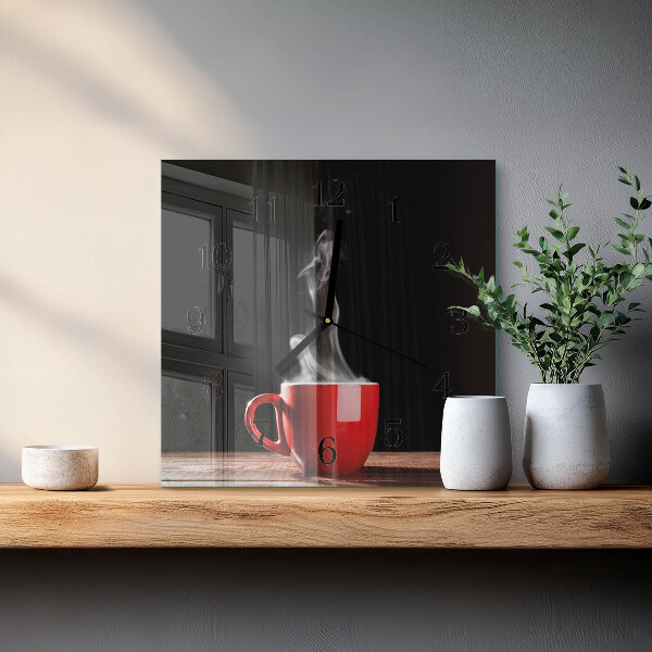 Wanduhr aus glas Tasse Kaffee