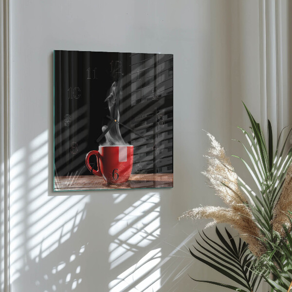 Wanduhr aus glas Tasse Kaffee