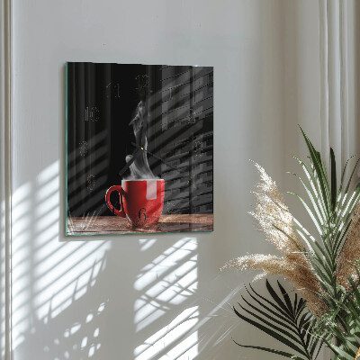 Wanduhr aus glas Tasse Kaffee