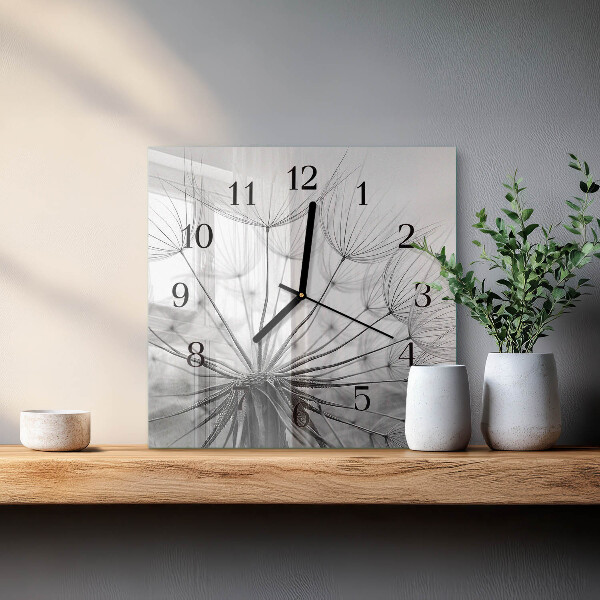 Wanduhr aus glas Löwenzahn
