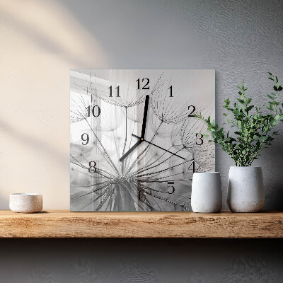 Wanduhr aus glas Löwenzahn