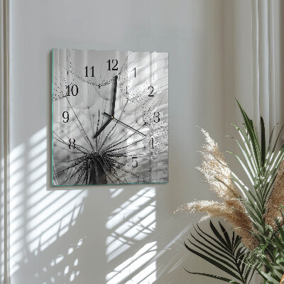 Wanduhr aus glas Löwenzahn