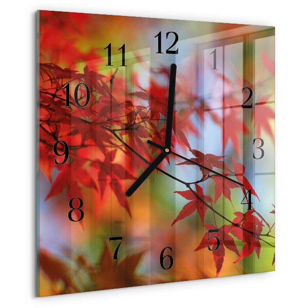 Wanduhr aus glas Ahornblätter