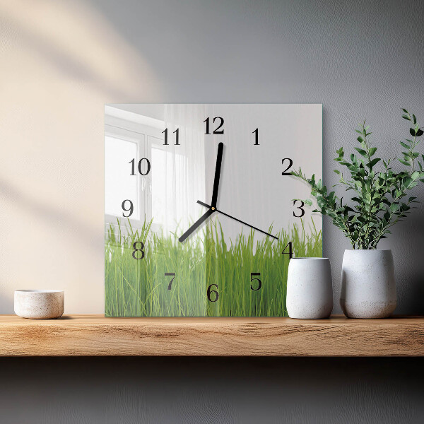 Wanduhr aus glas Gras