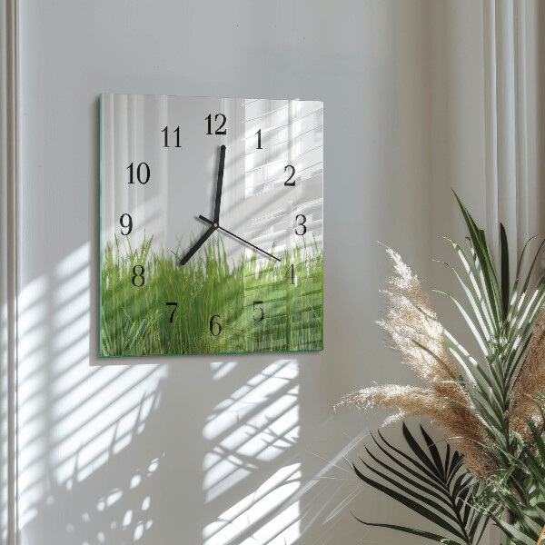 Wanduhr aus glas Gras