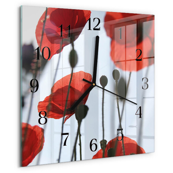 Wanduhr aus glas Mohn