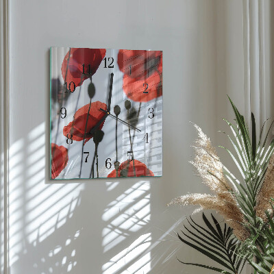 Wanduhr aus glas Mohn
