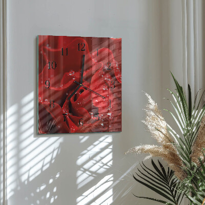 Wanduhr aus glas Rose