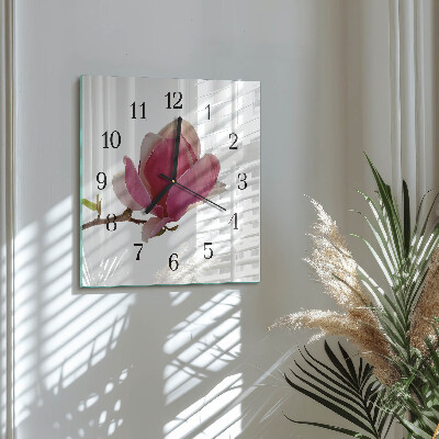 Wanduhr aus glas Magnolienblüte