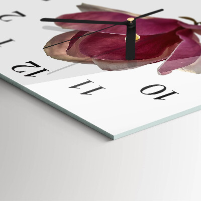 Wanduhr aus glas Magnolienblüte