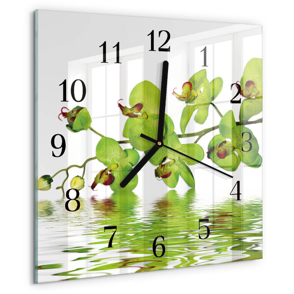 Wanduhr aus glas Orchidee