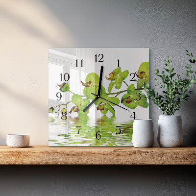 Wanduhr aus glas Orchidee