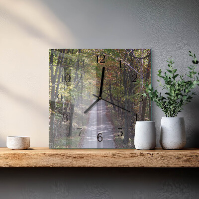 Wanduhr aus glas Waldweg