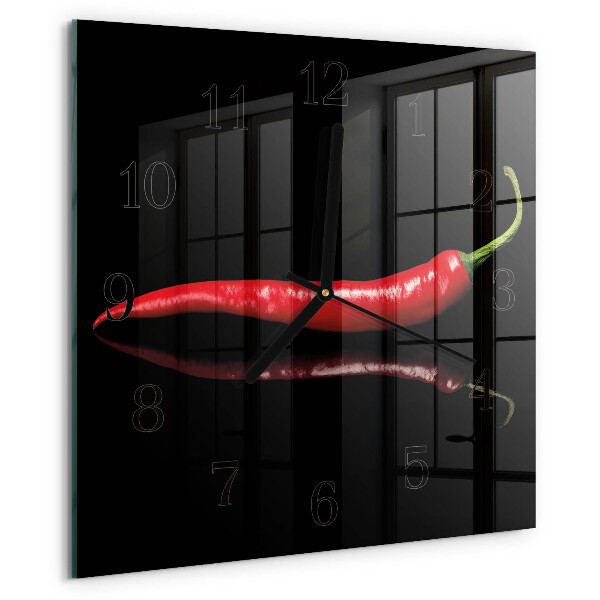 Wanduhr aus glas Chili-Pfeffer