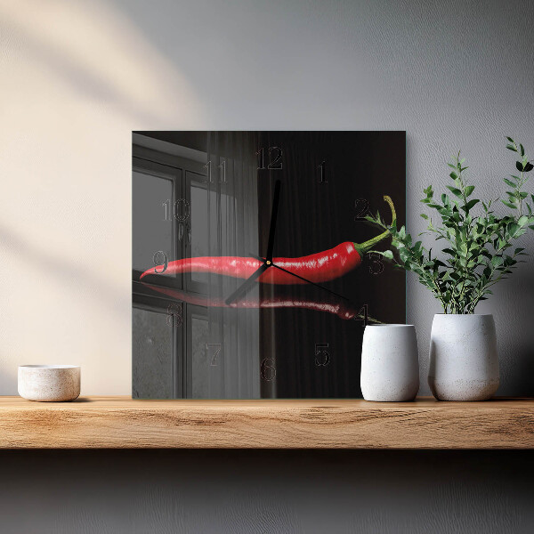 Wanduhr aus glas Chili-Pfeffer