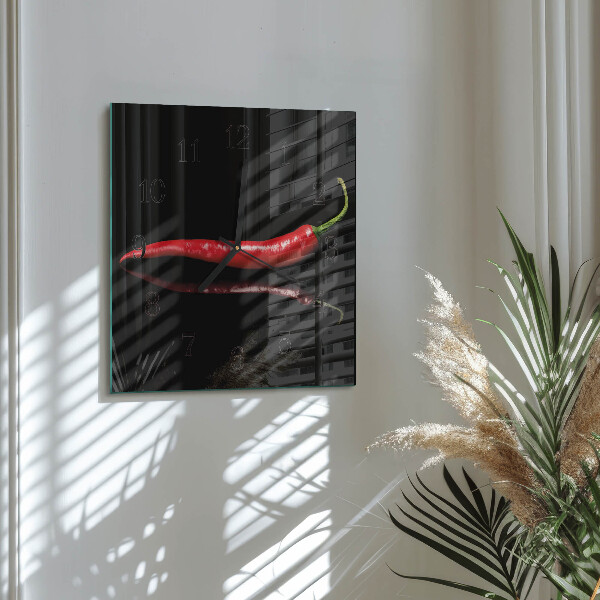 Wanduhr aus glas Chili-Pfeffer