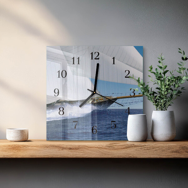 Wanduhr aus glas Segelboot