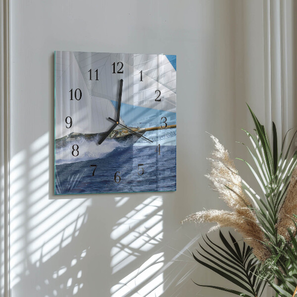 Wanduhr aus glas Segelboot