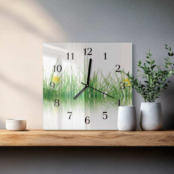 Wanduhr aus glas Gras