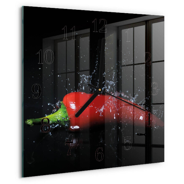 Wanduhr aus glas Chilischoten