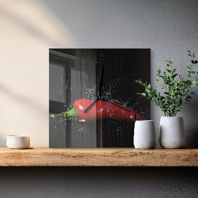 Wanduhr aus glas Chilischoten
