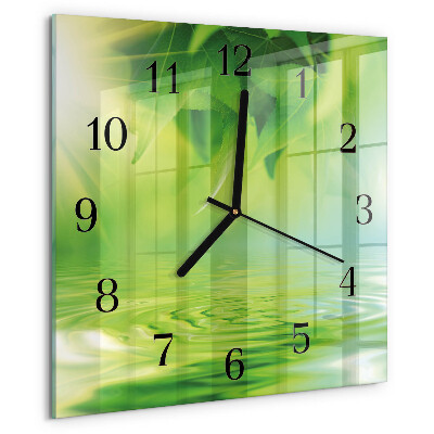 Wanduhr aus glas Blätter
