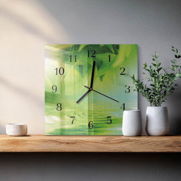 Wanduhr aus glas Blätter