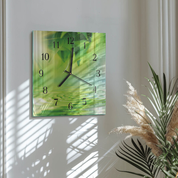 Wanduhr aus glas Blätter