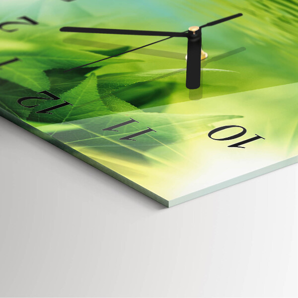 Wanduhr aus glas Blätter