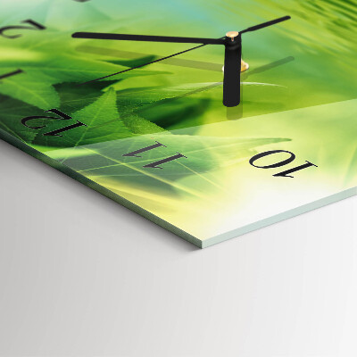 Wanduhr aus glas Blätter