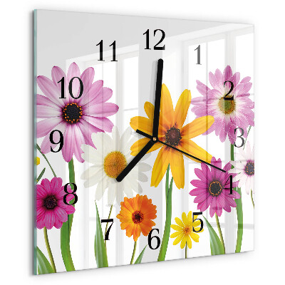 Wanduhr aus glas Blumen