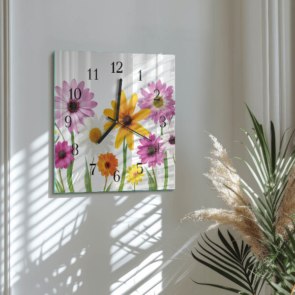 Wanduhr aus glas Blumen