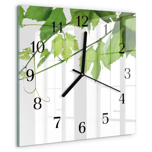 Wanduhr aus glas Blätter