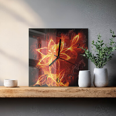Wanduhr aus glas Feuerblume