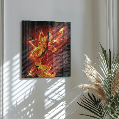 Wanduhr aus glas Feuerblume