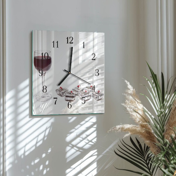 Wanduhr aus glas Weinglas